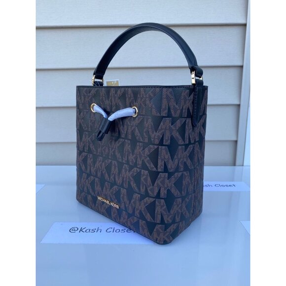 Michael Kors bucket bag suri medium messenger bag crossbody brown black - Picture 5 of 11